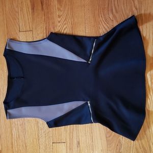 Black & Tan Peplum Sleeveless Top